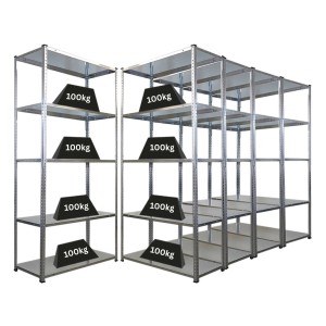 PROREGAL Mega Deal 5x Schraubregal Haldor HxBxT 180x90x40cm Fachlast 100 kg Verzinkt