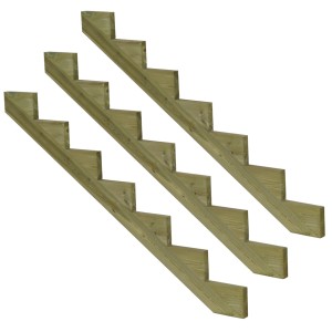 3er Set Vinuovo Treppenwange mit 7 Stufen aus KDI Holz für Außentreppen (119cm).