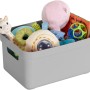 Graue Sunware Aufbewahrungsbox Sigma Home 5 l mit Spielzeug gefüllt.