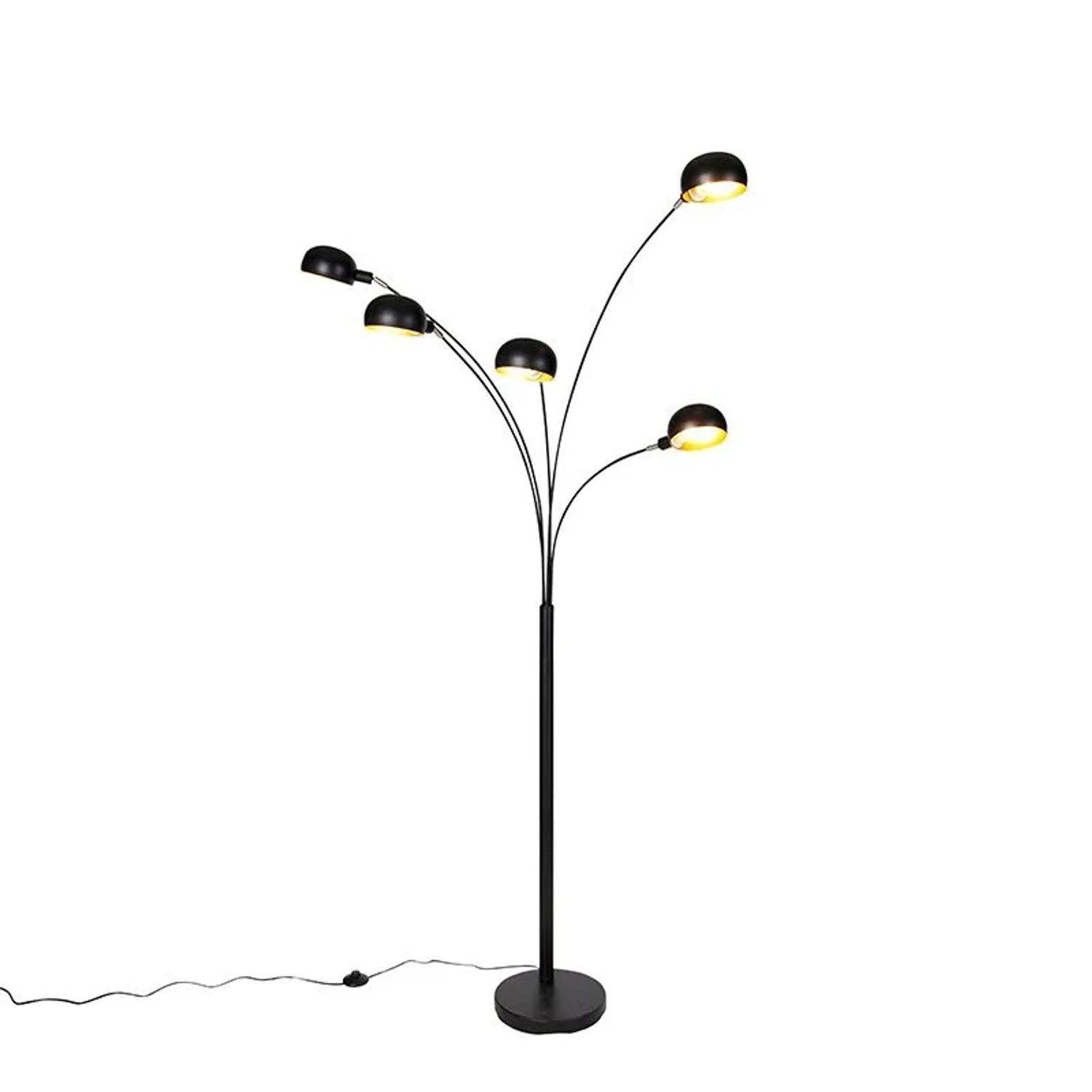 QAZQA Design Stehleuchte Schwarz 5 Licht Sixties