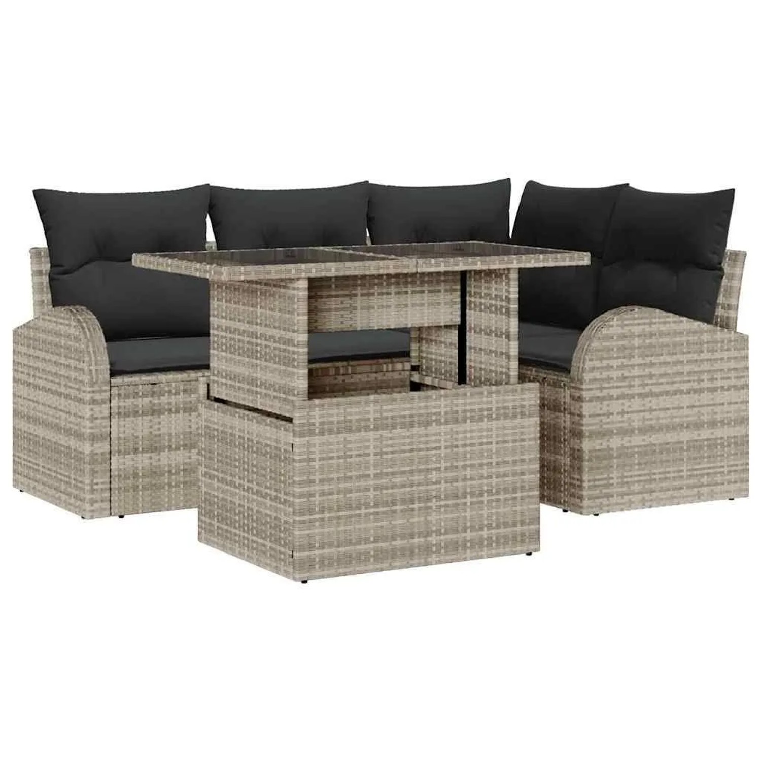 vidaXL Gartensofa-set mit Kissen 5-Tlg Hellgrau Poly-Rattan 3357375 günstig online kaufen