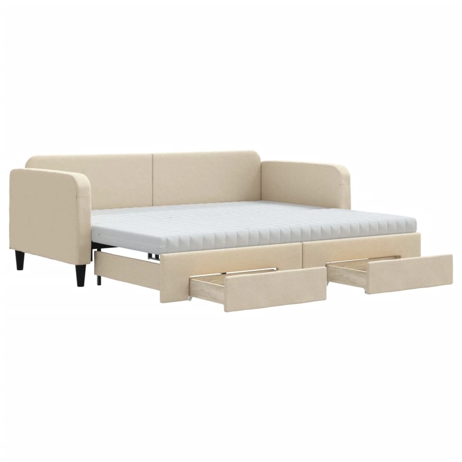 vidaXL Tagesbett Ausziehbar mit Schubladen Creme 90x200 cm Stoff1885857 günstig online kaufen