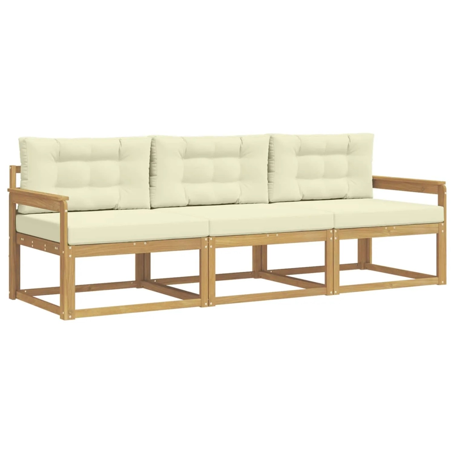 vidaXL Outdoor-Sofagarnitur mit Kissen 3 Stk Weiß und Creme Polyester 3385979