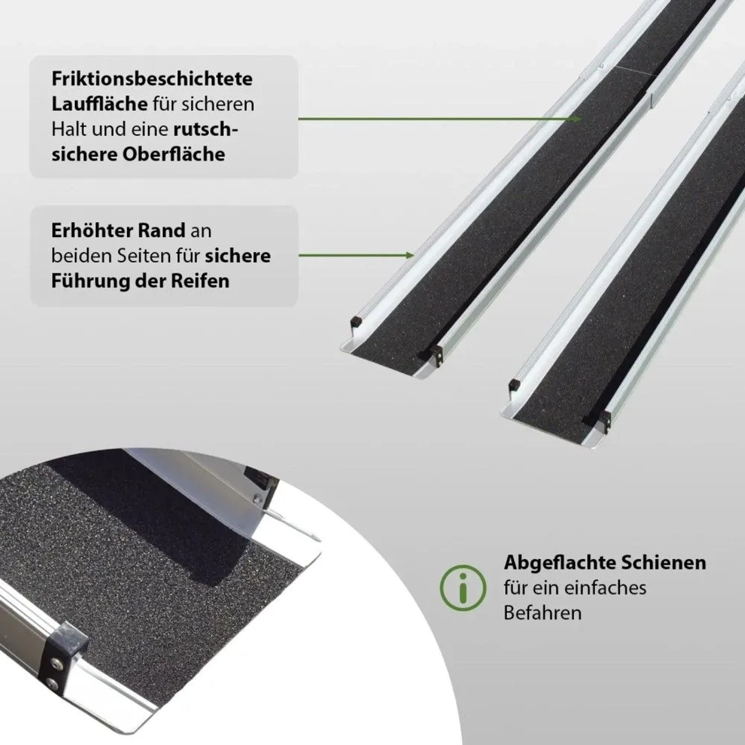TRUTZHOLM Alu Teleskoprampe, 105-183cm, für Rollstuhl, mit Anti-Rutsch-Beschichtung.