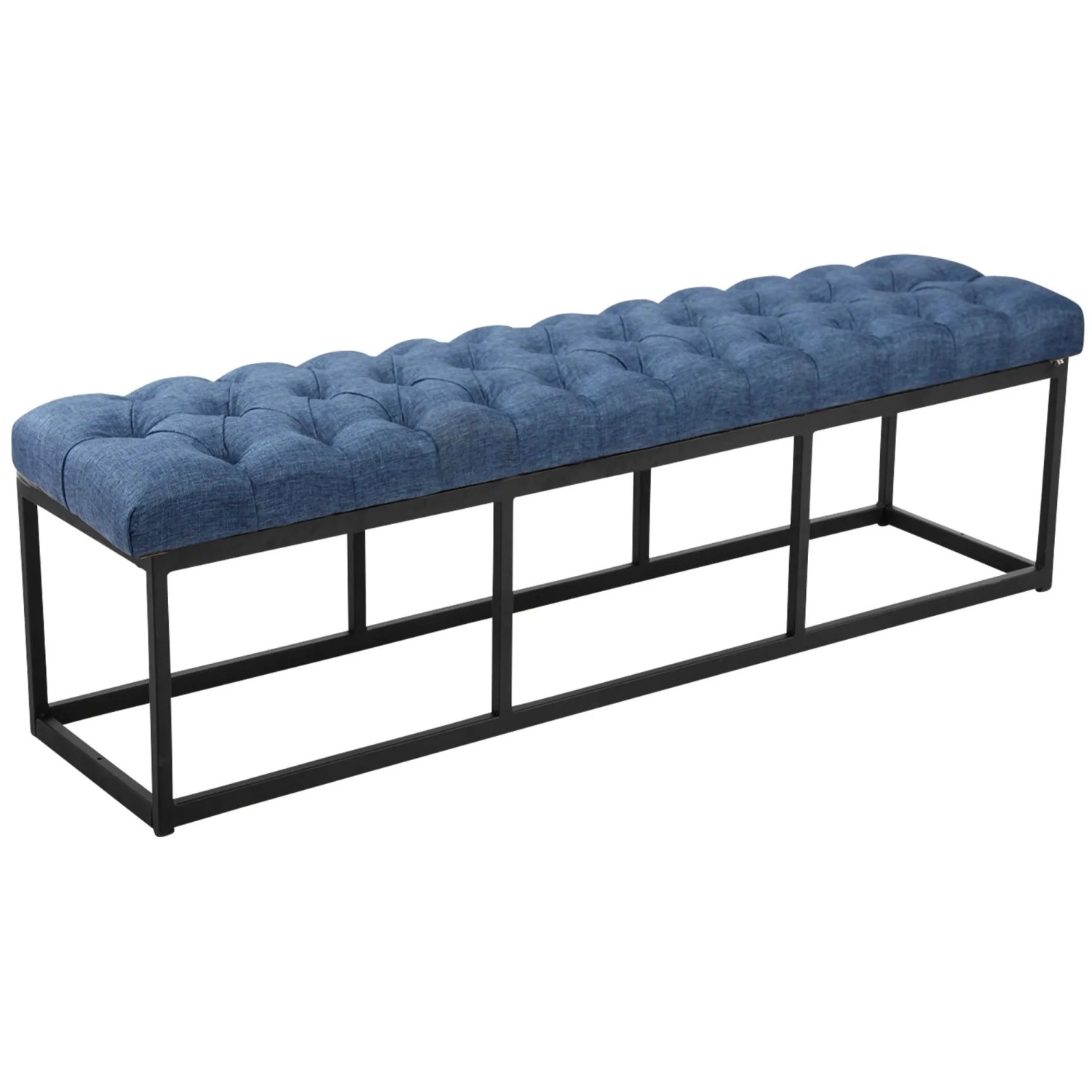 DELUKE Sitzbank MEXICO Stoff Blau 150x38x46cm Sitzbank Flur Sitzhocker Esszimmerbank Polsterbank Schlafzimmer