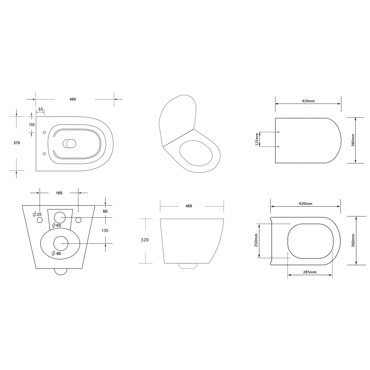 Bad Land WC SET Vorwandelement TECEbase + Toilette ROLO Schwarz + Platte Rund in Schwarz_6