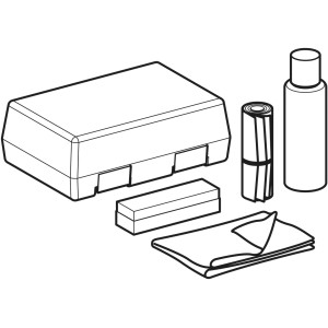 Geberit Acrylreparaturset für Badewannen und Duschen mit Schleifpapier, Polierpaste und Tuch.