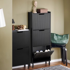 SoBuy Schuhkipper mit 3 Klappen Schuhschrank Schmal für Diele Flur FSR177-H-SCH