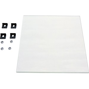 Glasscheibe für Kaminofen Magna 1 mit Halterungen und Muttern.