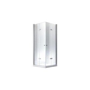 Glaszentrum Hagen Duschkabine Hera 80x80x180cm mit Duschtasse, Eckeinstieg, Klarglas und Alu-Profilen.