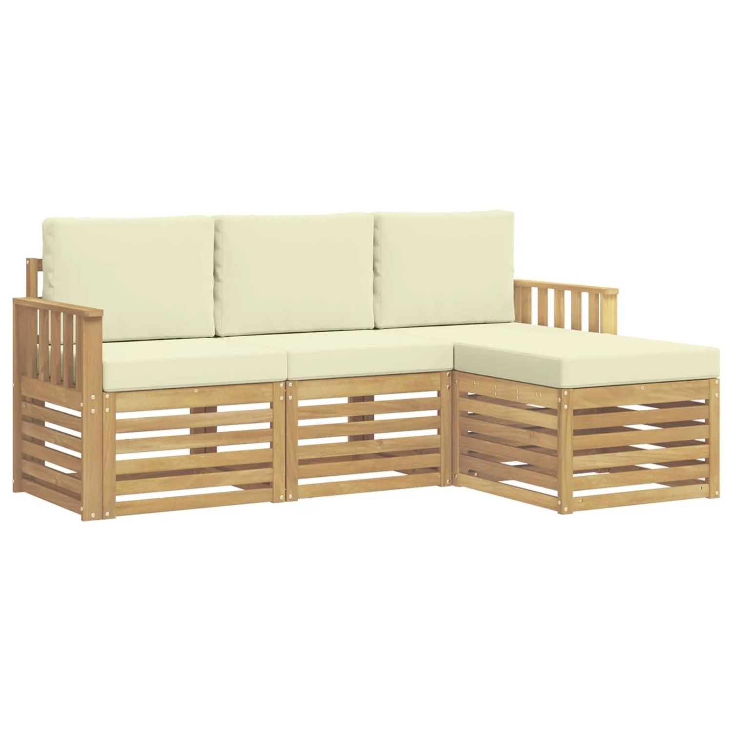 vidaXL Outdoor-Sofagarnitur 4-Tlg Weiß und Creme 189,5 x 122,5 x 73 cm 3391625