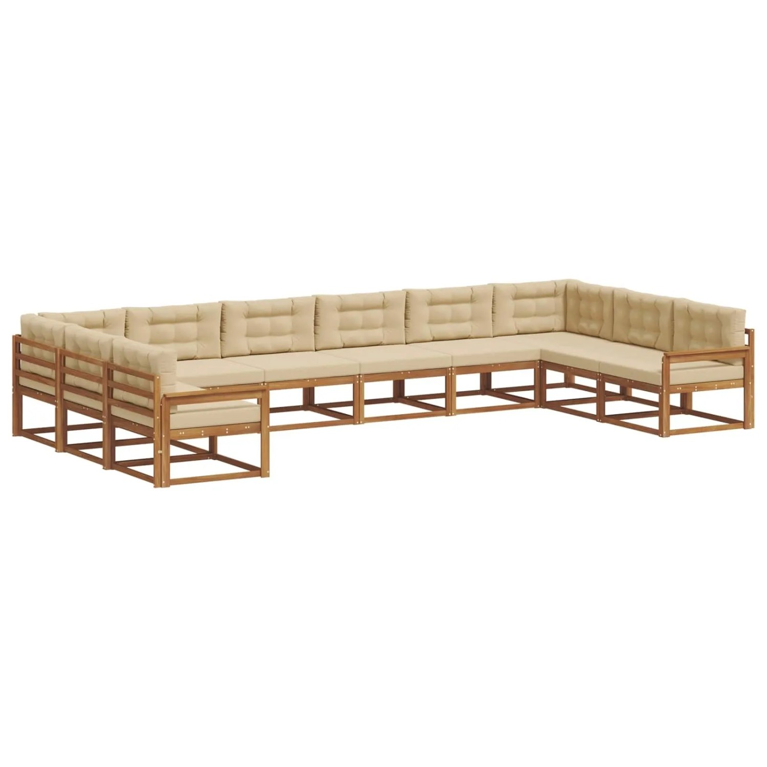 vidaXL Outdoor-Sofagarnitur mit Kissen 10-Tlg Natur und Beige 3368231