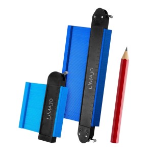 SOTECH Konturenlehre Set 25 cm & 12 cm, blau-schwarz, mit rotem Bleistift. Präzises Handwerkzeug für Formen.