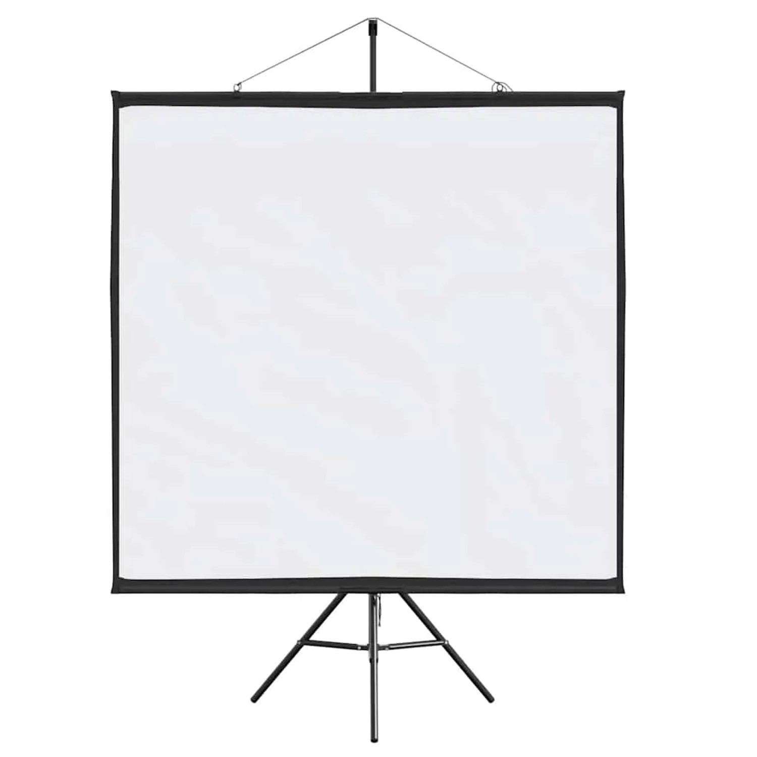 Weiße Beamer Leinwand 81 Zoll mit schwarzem Stativ. Ideal für Heimkino & Präsentationen. 1:1 Format.
