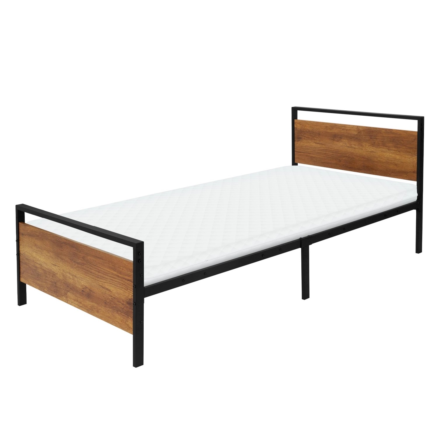 ML-Design Metallbett Schwarz-Braun 90x200 cm mit Matratze H10 cm
