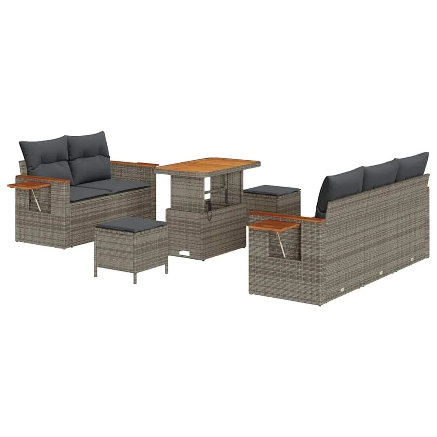 vidaXL Gartensofa-set mit Kissen 8-Tlg Grau 3363123