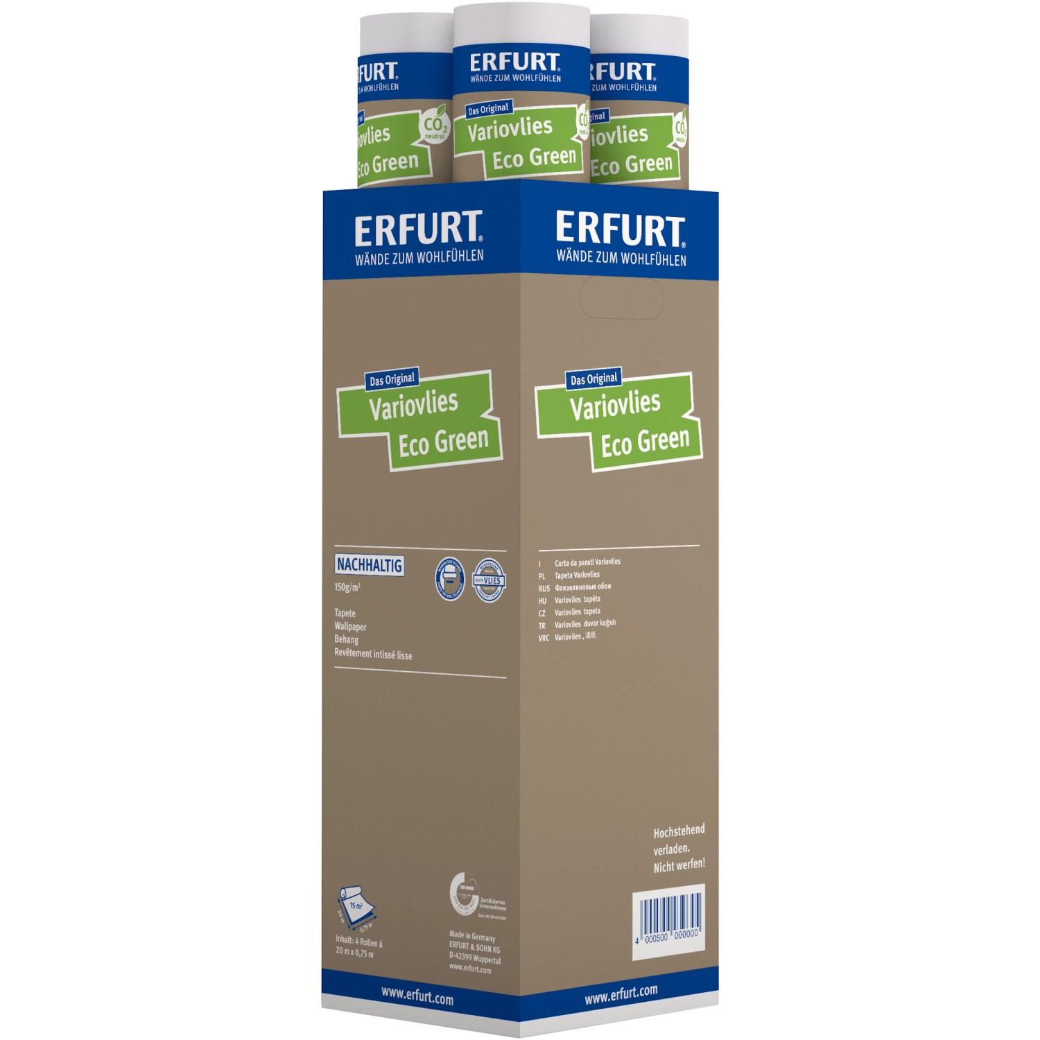 Erfurt Vliestapete Variovlies Eco Green, 20x0,75m, FSC®-zertifiziert, überstreichbare Tapete.