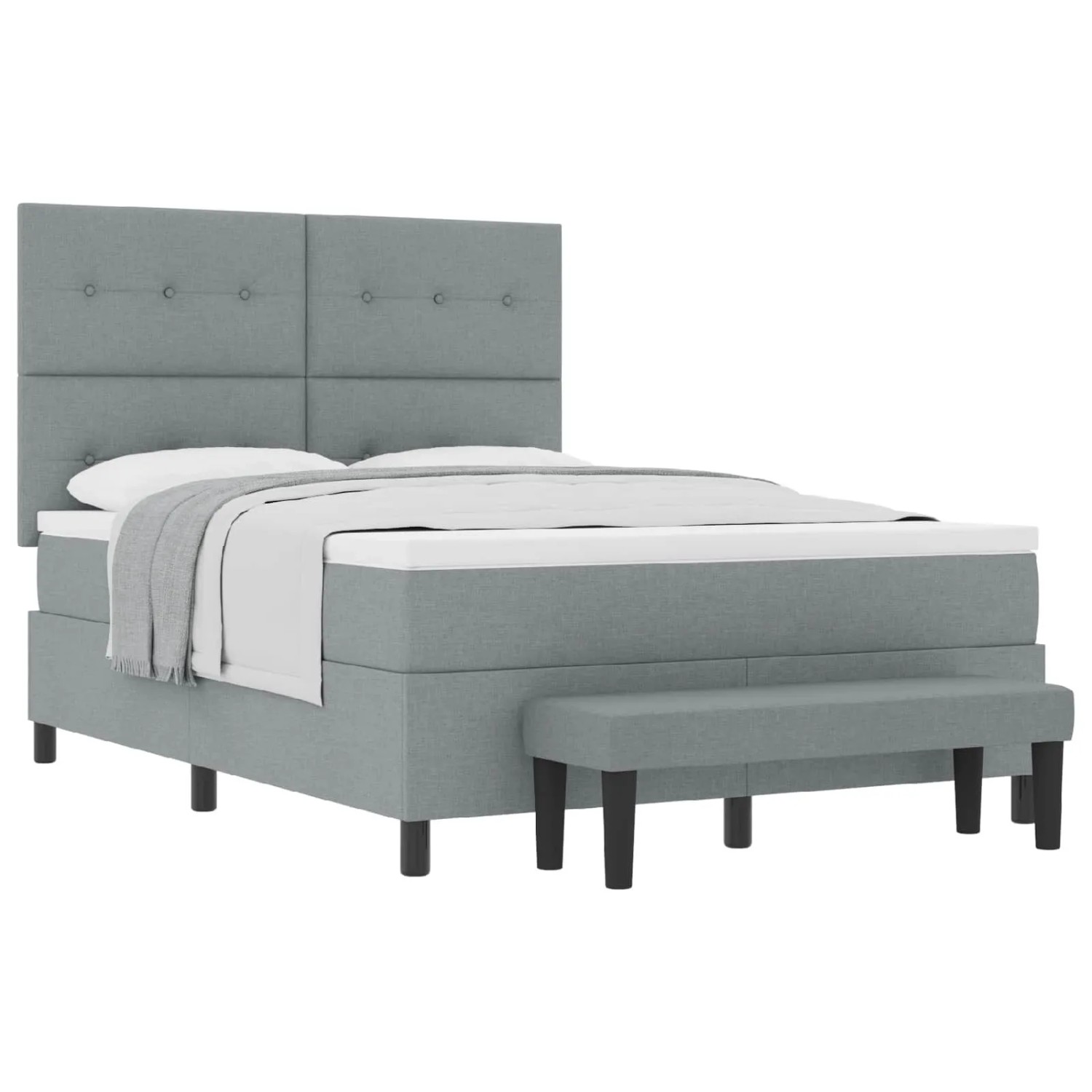 vidaXL Boxspringbett mit Matratze Hellgrau 160 x 200 cm Stoff 3344079