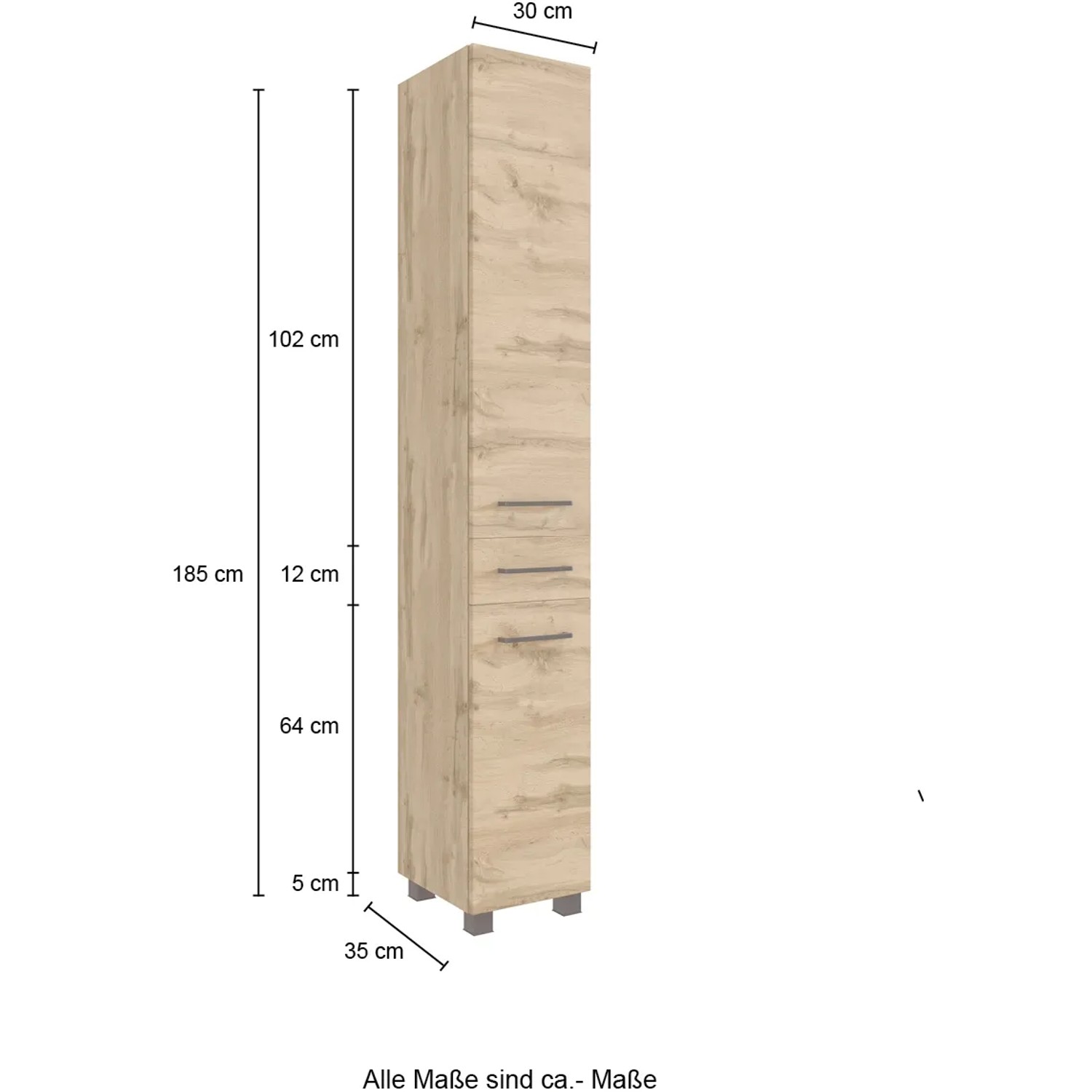 Held Möbel Badezimmer Hochschrank Florenz 30 cm Wotaneiche kaufen bei OBI