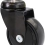 Schwarze Wagner Möbel-Lenkrolle mit Steckstift, Softrolle für empfindliche Böden, Tragkraft 75 kg.