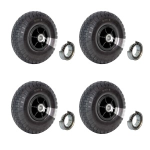 4er Set TRUTZHOLM Sackkarrenräder 260x85mm, luftbereift mit schwarzer Felge und Kugellager.
