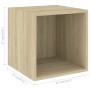 VidaXL TV-Schrank Sonoma-Eiche, 4-teilig: Würfelförmiges Wandregal aus Holzwerkstoff.