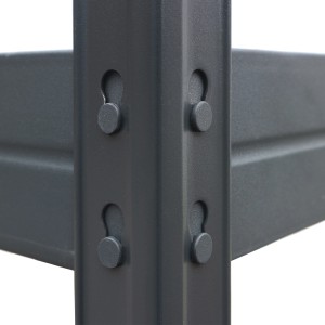 Detailaufnahme Stecksystem vom Metall Schwerlastregal Rivet in Anthrazit.