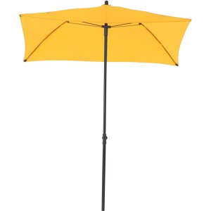 Gelber Siena Garden Balkonschirm, 100x160 cm, mit Knickfunktion für optimale Schattenausrichtung.
