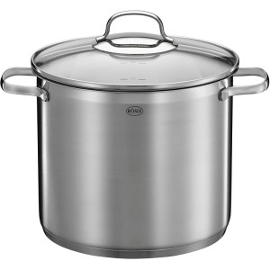 RÖSLE Kochtopf Suppentopf Elegance aus Edelstahl mit Glasdeckel, 8 Liter Fassungsvermögen. Ideal für große Mengen.