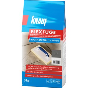 Knauf Flexfuge Bodenspezial Basalt, 5 kg. Selbstverlaufender Fugenmörtel für Fliesen und Naturstein.