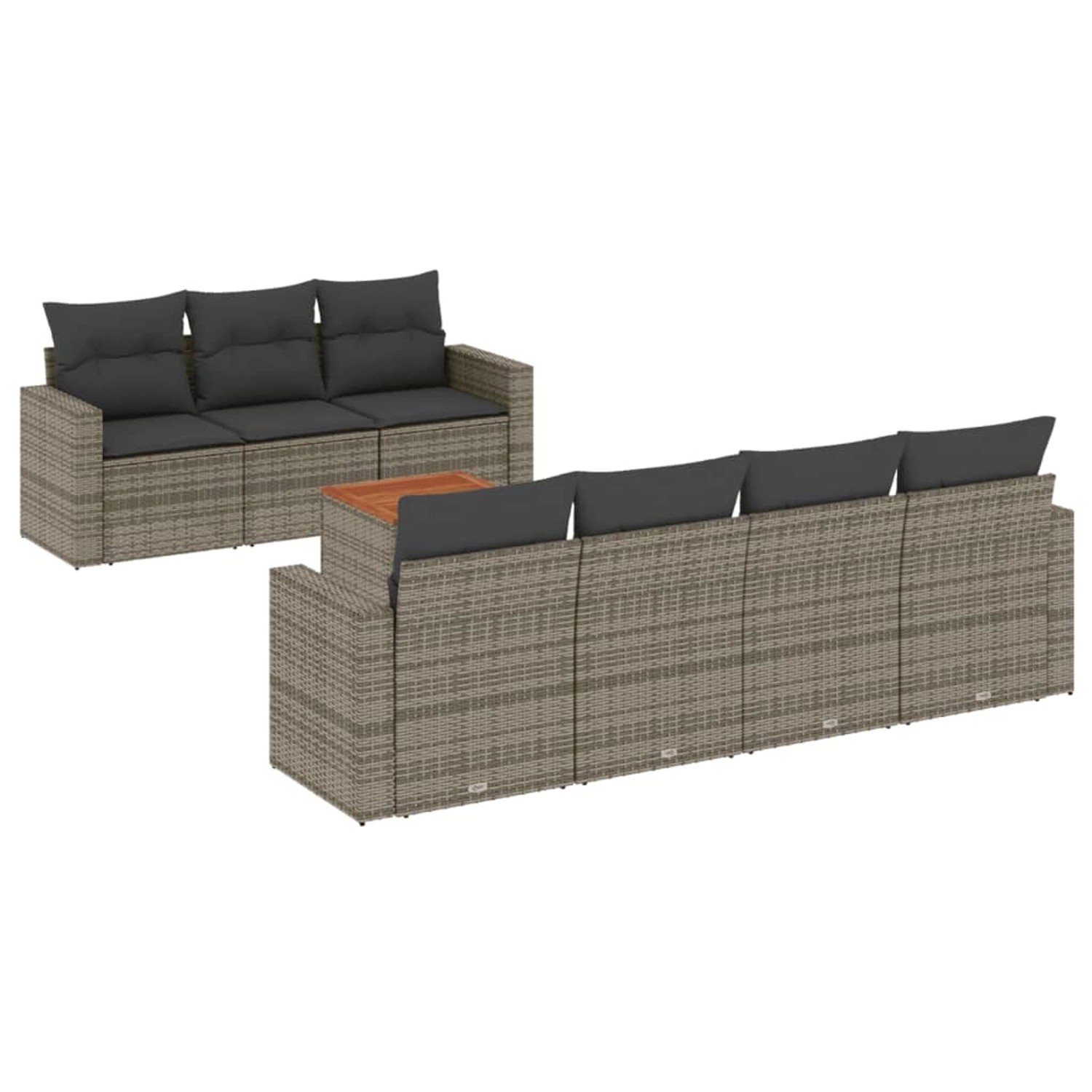 vidaXL 8-Tlg Garten-Sofagarnitur mit Kissen Grau Poly Rattan 3256361 günstig online kaufen