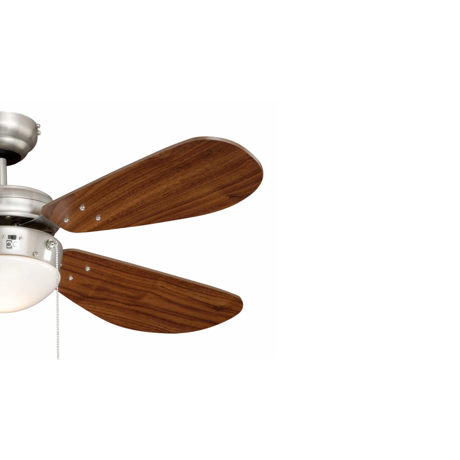 AIRERYDER Deckenventilator Classic, 105 cm, Nickel/Nussbaum, mit Beleuchtung und Zugketten.