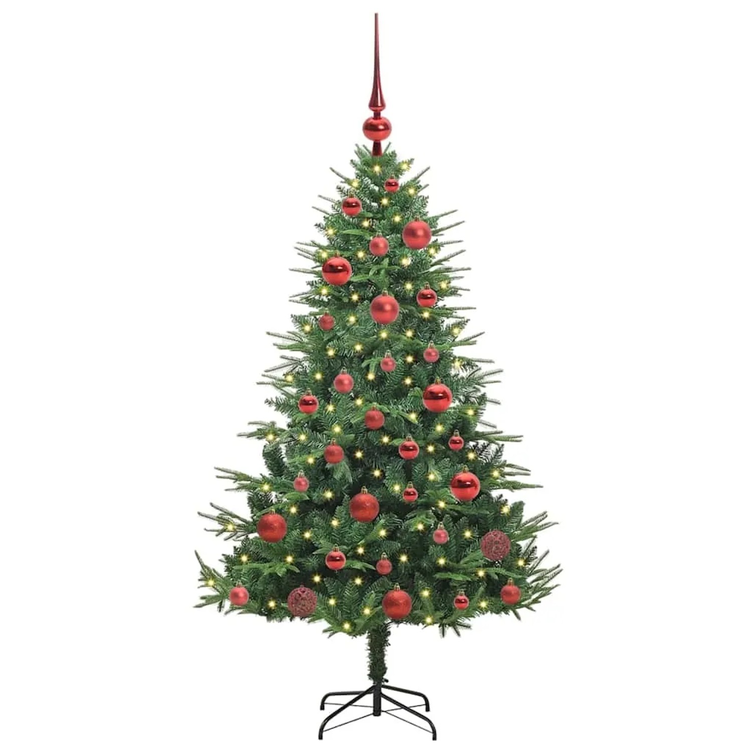 vidaXL Künstlicher Vorbeleuchteter Weihnachtsbaum mit Kugelset Grün 3395335