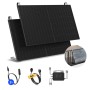 Solakon Balkonkraftwerk Komplettset mit 2 schwarzen Solarmodulen, 800W Wechselrichter, 5m Kabel und Balkonhalterung.