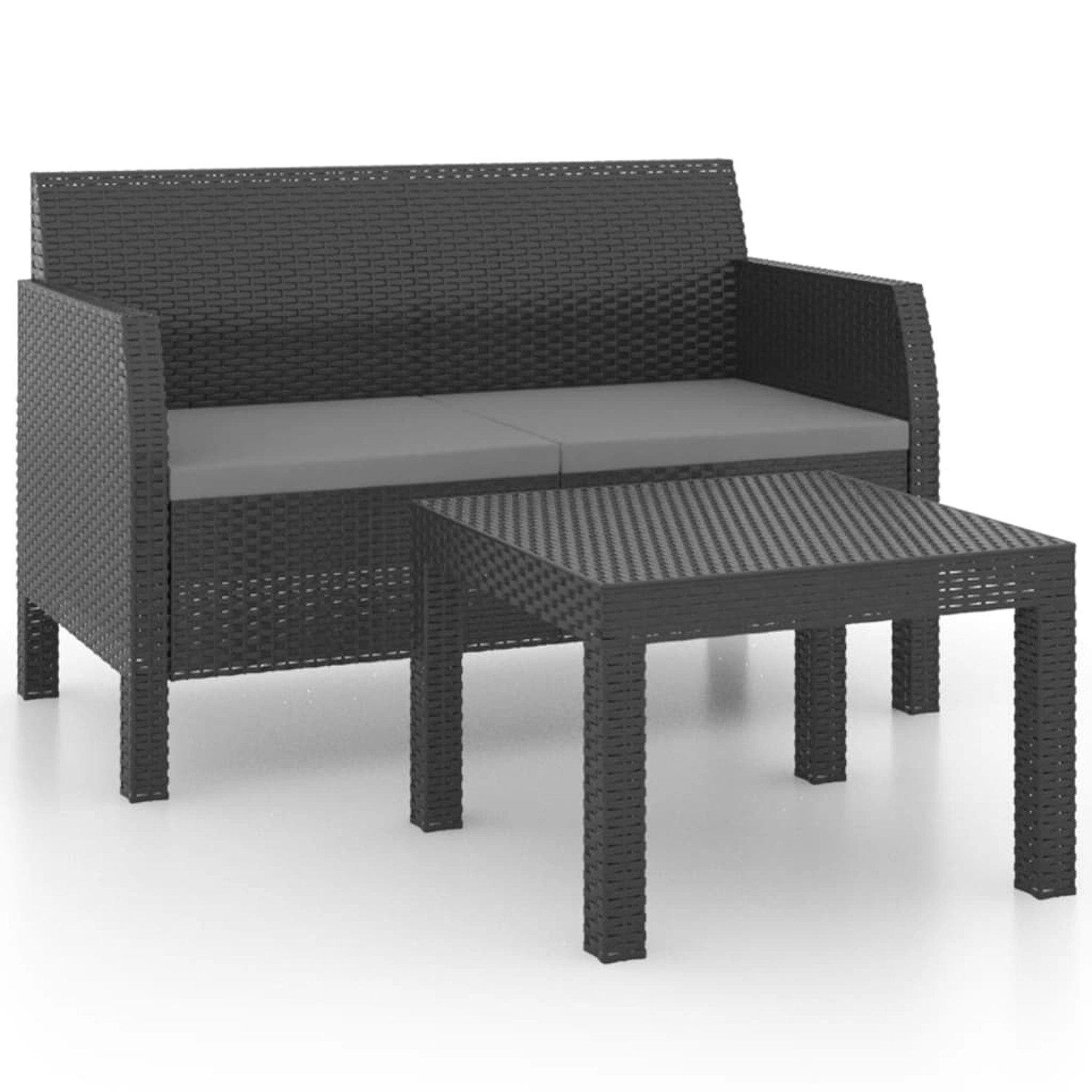 Vidaxl 2-tlg. Garten-lounge-set Mit Kissen Pp Rattan Anthrazit günstig online kaufen