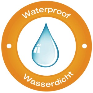 Symbol für wasserdichten SANILO Duschvorhang mit Wassertropfen.