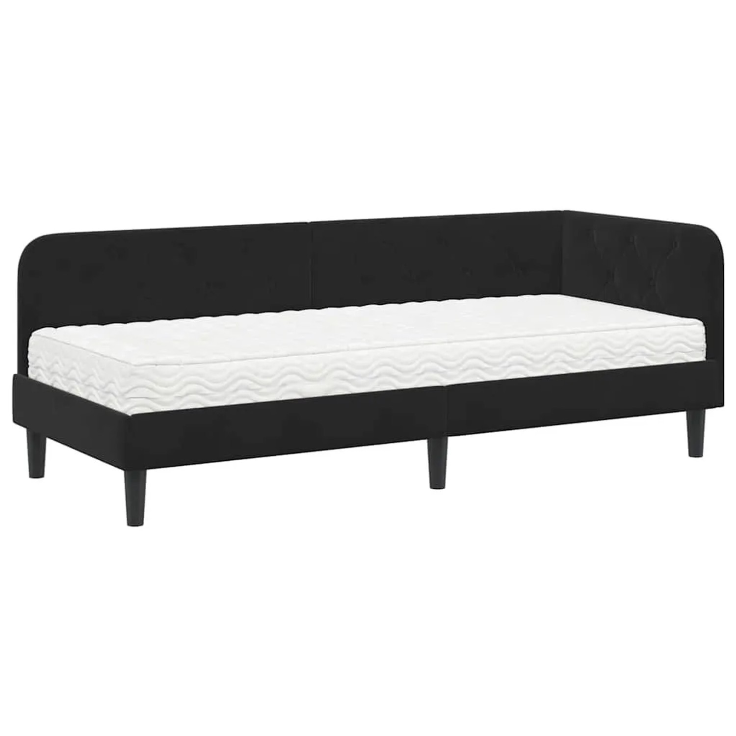vidaXL Eckbettgestell mit Matratze Schwarz 80 x 200 cm Samt 3394139 günstig online kaufen