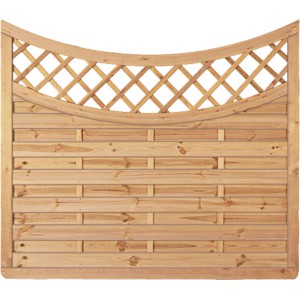 T & J Sichtschutzzaun Avantgarde mit Doppelbogen und Rankgitter, Holz natur, 160x180 cm.