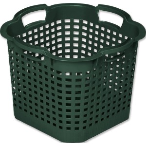 Grüner Erntekorb aus Kunststoff, 40x40 cm, mit Tragegriffen, ideal zum Ernten und Lagern.