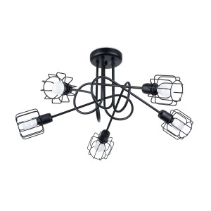Schwarzer Sollux Lighting Kronleuchter Beluci 5S im modernen Industrial Design mit 5 Leuchten.