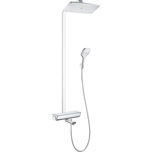 Hansgrohe Raindance Brauseset mit Kopf- und Handbrause, Wannenthermostat in Chrom.