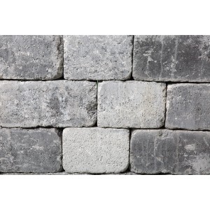 Grau-anthrazitfarbene EHL Mauersteine Verona Antik, 30x20x7 cm, im Mauerverband.