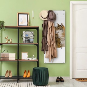 Banjado Glasgarderobe 50 x 125cm Modernes Design Mit 7 Haken Und Beschreibbar Motiv Wölfe