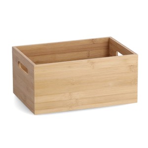 Aufbewahrungskiste aus Bambus, 20x30x14 cm, mit seitlichen Tragegriffen.