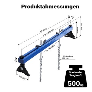 Wiltec 500Kg Motorbrücke Kotflügeltraverse Motor Motorhalter Motorheber