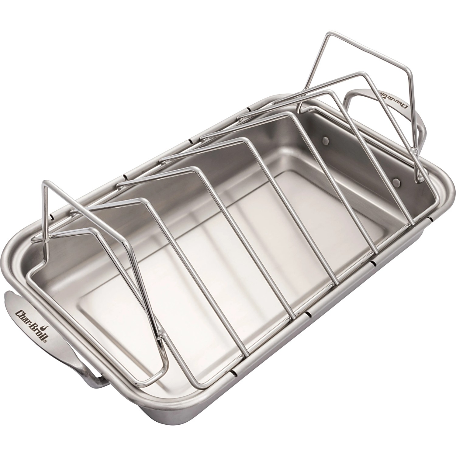 Char-Broil Grill+ Rippen- und Bratenhalter aus Edelstahl, ideal für Grill und Ofen.