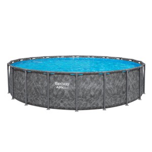 Bestway APX365 Solo Pool, Ø 610 cm, dunkelgraue Marmor-Optik, runder Stahlrahmen Pool.
