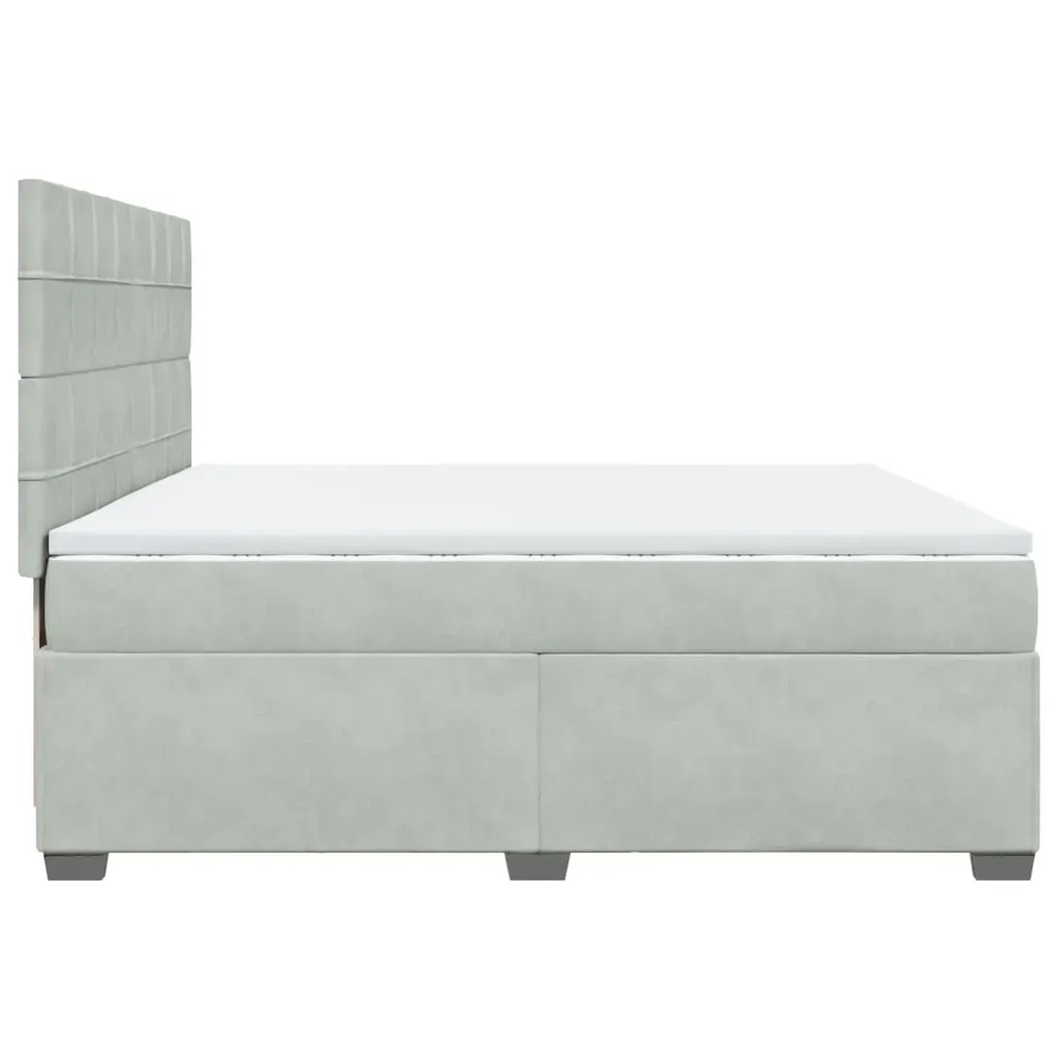 Hellgraues vidaXL Boxspringbett 200x200 cm mit Samtbezug, Matratze und Kopfteil.