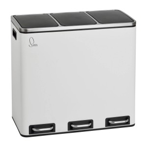 Weißer Svita Mülleimer TM3X18 mit 3 Fächern (54L) zur Mülltrennung.