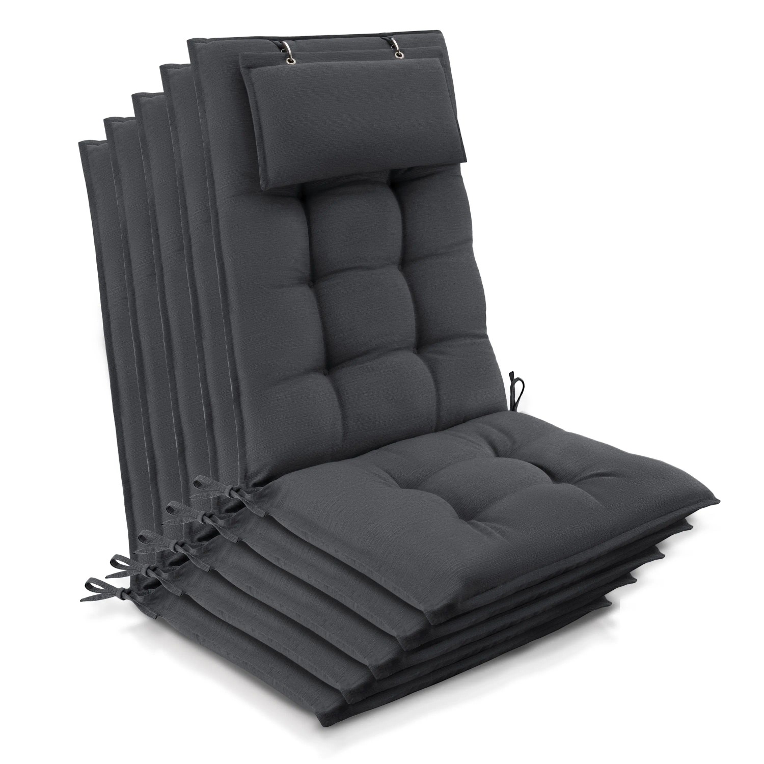 Beautissu 5er Set Sun-HL Hochlehner Auflage 120x50x8cm Anthrazit